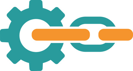 Interconnected gear and chain symbolizing engineering innovation or system connection