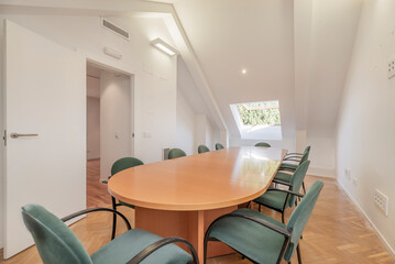 Walnut-toned dining table with ergonomic low-back chairs, perfect for everyday dining