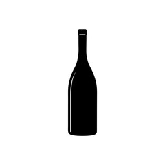 Silhouette of wine bottle on transparent background