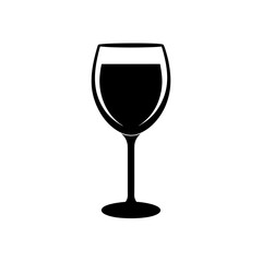 A glass of wine filled up on transparent background silhouette