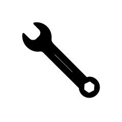 A simple black spanner tool on transparent background silhouette