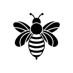 Silhouette of a striped bee on transparent background