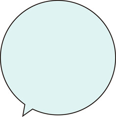 黒い縁どりのある、正円のふきだし。テキストスペースは薄い水色。丸くてかわいい。使いやすい吹き出し。