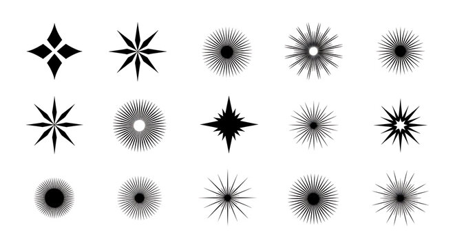 Scattered Black Sparkle and Star Shapes Pattern