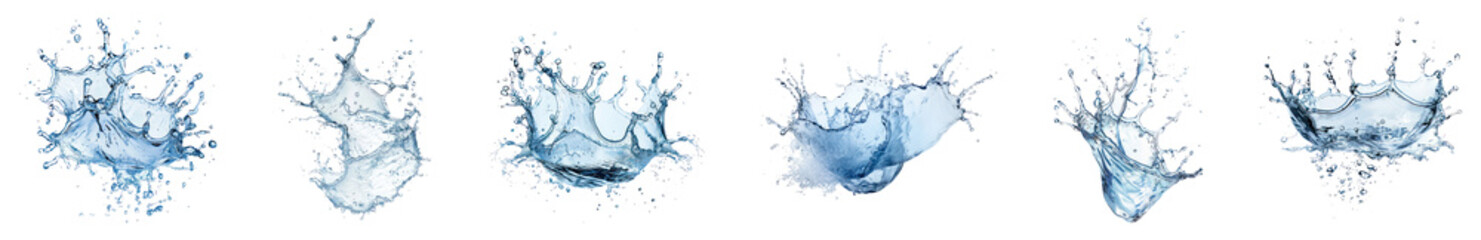 PNG Dynamic water splash sequence, element set on transparent background