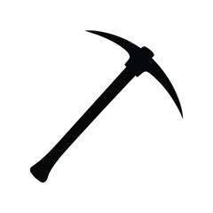 Black silhouette of a pickaxe tool on a white background mining digging vector illustration.