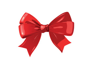 Shiny Red Satin Bow Isolated on White Background