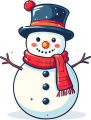 Snowman Christmas illustration hand draw