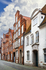 Street with historical houses in Lubeck, Germany