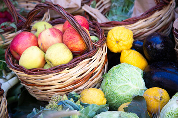 curated assortment of fresh fruits and vegetables arranged for culinary and retail presentation