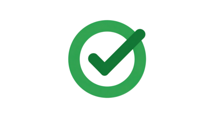 Pastel 3d Flat green Checkmark Button Vector Illustration