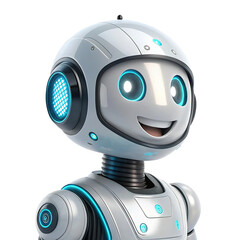 Futuristic 3D AI assistant bot smiling