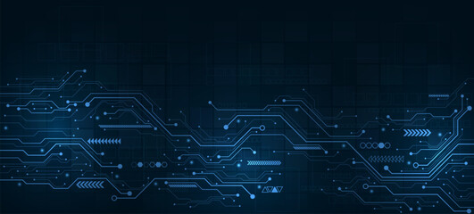 Poster modern digital technologies. Schematic diagram of digital communications. Digital circuit diagram.