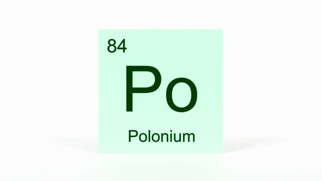 Polonium Element 4K Render - Periodic Table Box with Atomic Number 84, Scientific Education, Chemistry Classroom, Modern Science Video, and Laboratory 3D Content