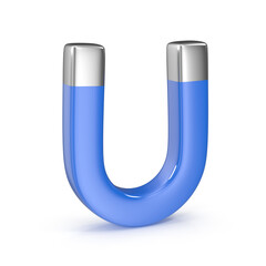3d Render of Blue Horseshoe Magnet