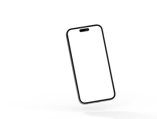 Minimalist smartphone on white surface, perfect for UI UX design, app presentation, and digital content display. Mockup smartphone blank screen.