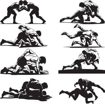 Plays wrestling silhouette