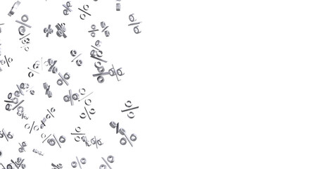 Abstract image of 3D percent signs in a white background. Illustrating concept of discounts, sales, and financial success.