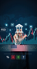 Financial market bank federal reserve stock chart economic data interest rate United States digital interface business investment concept