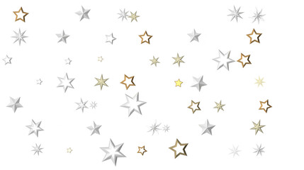 Decorative stars elements on a white backdrop, ideal for Christmas or festive designs, create visually appealing backgrounds and layouts.