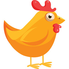 A Whimsical Yellow Chicken With A Red Comb And Wattle Stands On Two Legs Against A Transparent Background Ideal For Cartoon And Childrens Content