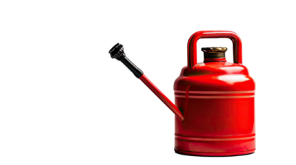 A red fire extinguisher and a gas container are isolated objects of fire equipment