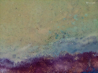 Aerial view of a canvas awash with muted greens bleeding into deep purples, like a watercolour dreamscape, Thessaloniki, Thessaloniki, Greece.