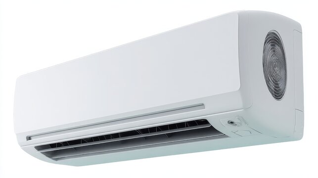 Ductless Air Conditioning. Indoor AC Unit Wall Mounted. Mini Split System for Clean, Cold Air Blowing Concept