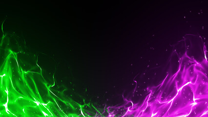 緑とピンクの対立する炎のエフェクト背景