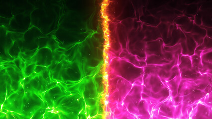 緑とピンクの対立する炎のエフェクト背景