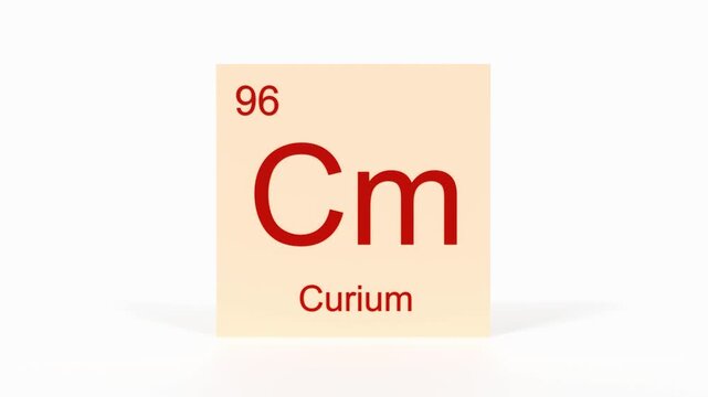 Curium Element 4K Render - Periodic Table Box with Atomic Number 96, Scientific Education, Chemistry Classroom, Modern Science Video, and Laboratory 3D Content