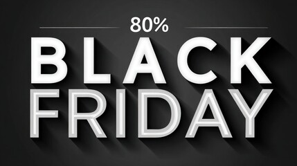 Black Friday sale banner or poster with dark text on a white background and up to 80% discount offer