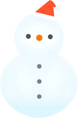 깔끔한 디자인 눈사람 일러스트. 크리스마스 빨간 모자를 쓰고 있다.