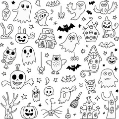 Fototapeta premium Halloween Flat Sketch