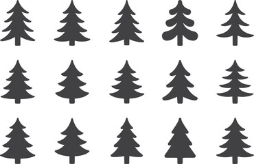 Christmas Tree Ornament Icon Set - Vintage Holiday Vector Illustration Isolate on White Background