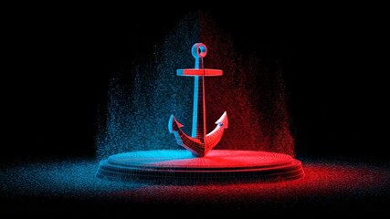 3 d rendered anchor with spotlight effect on a platform representing hope and stability