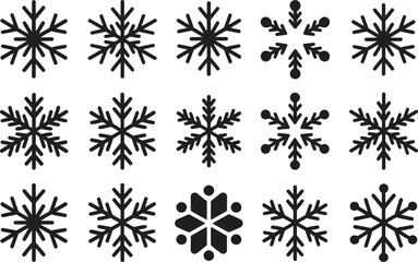 Christmas Snowflake Icon Set - Winter Season Vector Illustration Isolate on White Background 