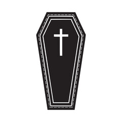 Obraz premium Black Coffin with Cross. Minimalist Gothic Halloween Vector Illustration. perfect for Halloween, gothic art, horror themes, or spooky designs