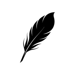 Obraz premium A single black feather art on transparent background silhouette