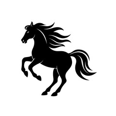 Silhouette of rearing horse on transparent background