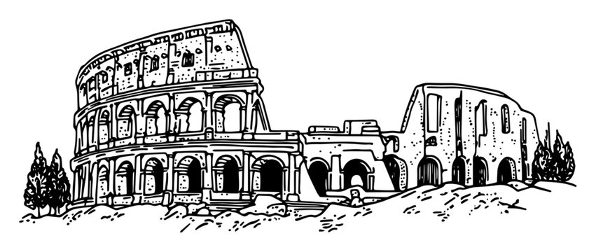 ancient roman colosseum amphitheater illustration