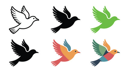 Obraz premium Vector art of set of flying dove, vector illustration for logo, sticker, or any design, peace and freedom concept