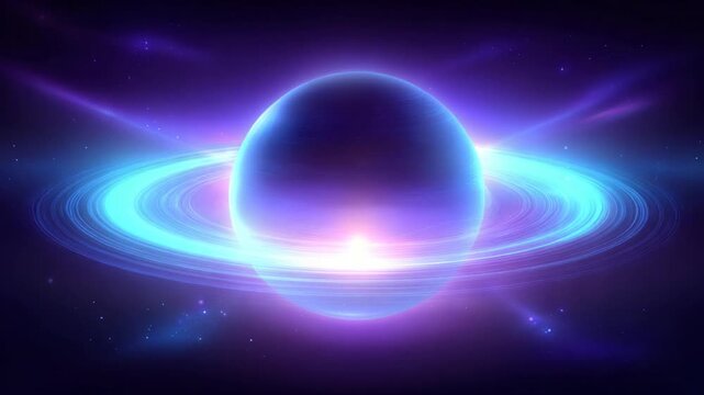 Cosmic display vibrant visuals of a nebula planetary body and rings in space