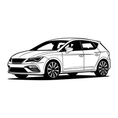 Black And White Car Vector Illustration For Conceptual Design.