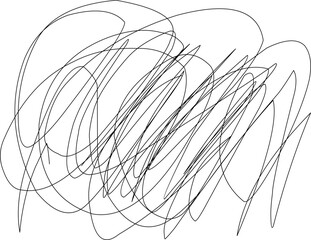Abstract black scribble line art on white background, representing chaos, creativity, stress, or artistic expression in minimalist modern doodle style.