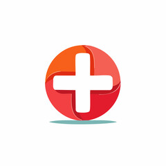 Fototapeta premium Red medical symbol. Plus sign within circle design. Health care icon. Emergency clinic or hospital emblem illustration