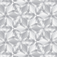 white star mosaic seamless pattern, black and white vector illustration