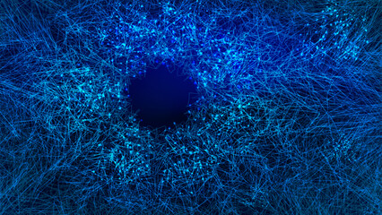 Abstract blue patterns create a mesmerizing illusion of depth and movement in digital artwork