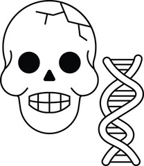 A skull with a DNA strand in the background