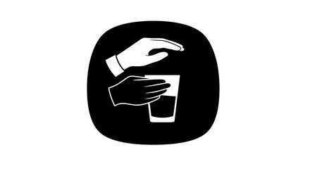 Hands Offering and Receiving a Drink in Black and White.